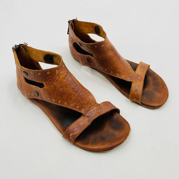 Bed Stu Brown leather gladiator Flat Sandals - Picture 1 of 8